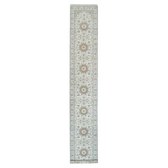 2'8 "x16'7" Weiß 250 KPSI Reine Wolle Handgeknüpft Nain Design XL Läufer Teppich