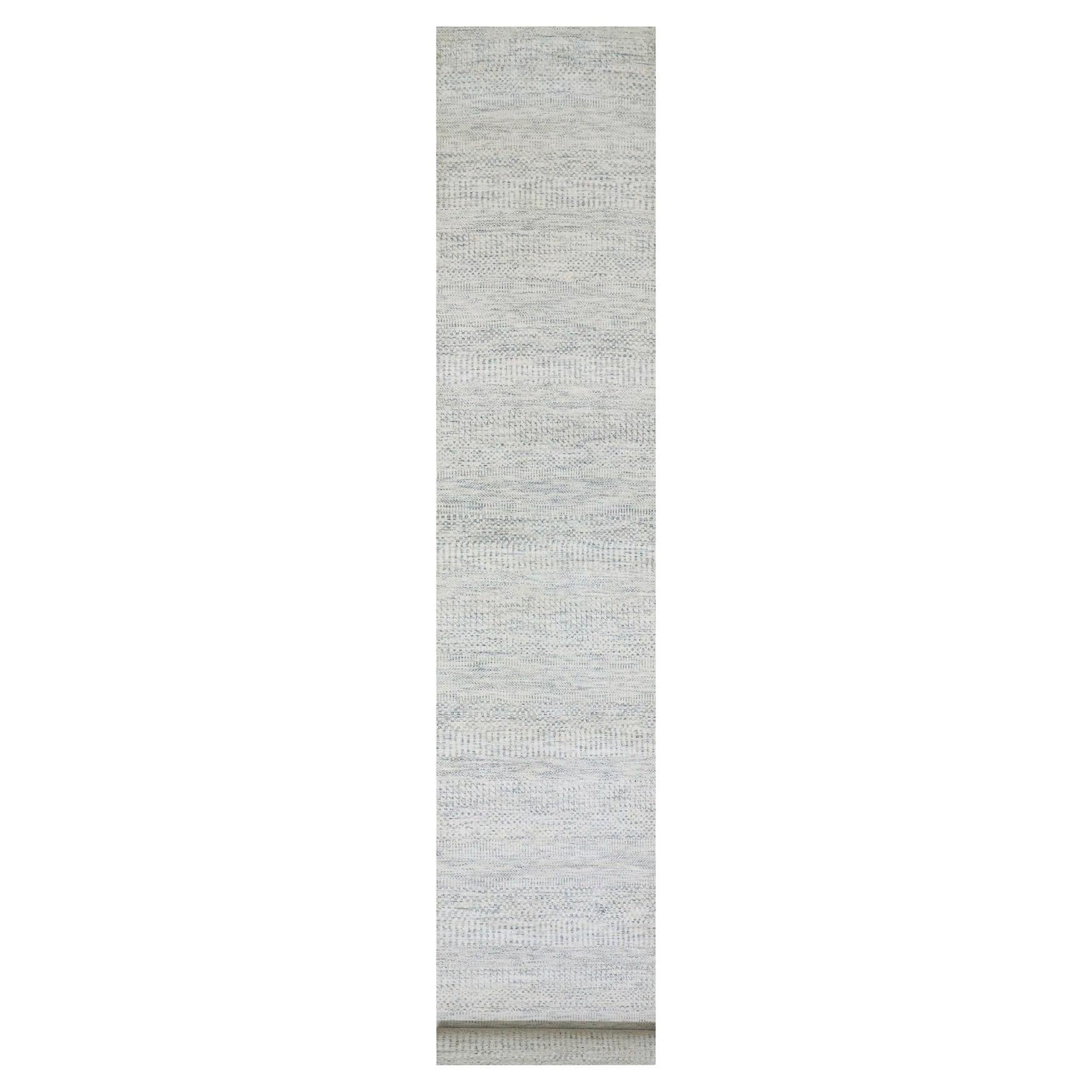 2
8 "x17
10" Alaskan Husky Gray Undyed Hand Knotted Grass XL Runner Oriental Rugs