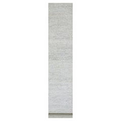 2'8"x17'10" Alaskan Husky Gray Undyed Hand Knotted Grass XL Runner Oriental Rug