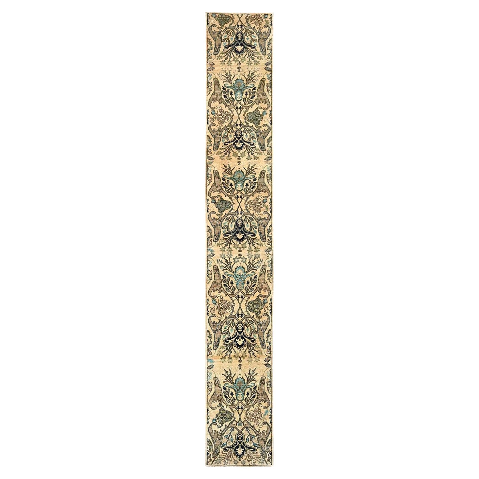 2
8 "x18
3" Marfil Bijar Garus Design Aryana Grade Alfombra de Lana Anudada a Mano