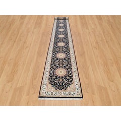 2'8"x18'5" Blue, Nain Design, Pure Wool, Hand Knotted 350 KPSI XL Runner Rug