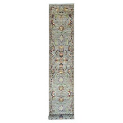 2'8"x18'9" Gray Hand Knotted Ziegler Mahal All Over Design Pure Wool Runner Rug