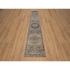 2'8"x19'10" Brown Hand Knotted Mamluk Design Wool & Silk XL Runner Oriental Rug