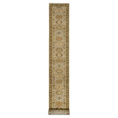 2'8x19'10" Light Gray Karajeh Design Hand Knotted Medallions Wool Runner Rug