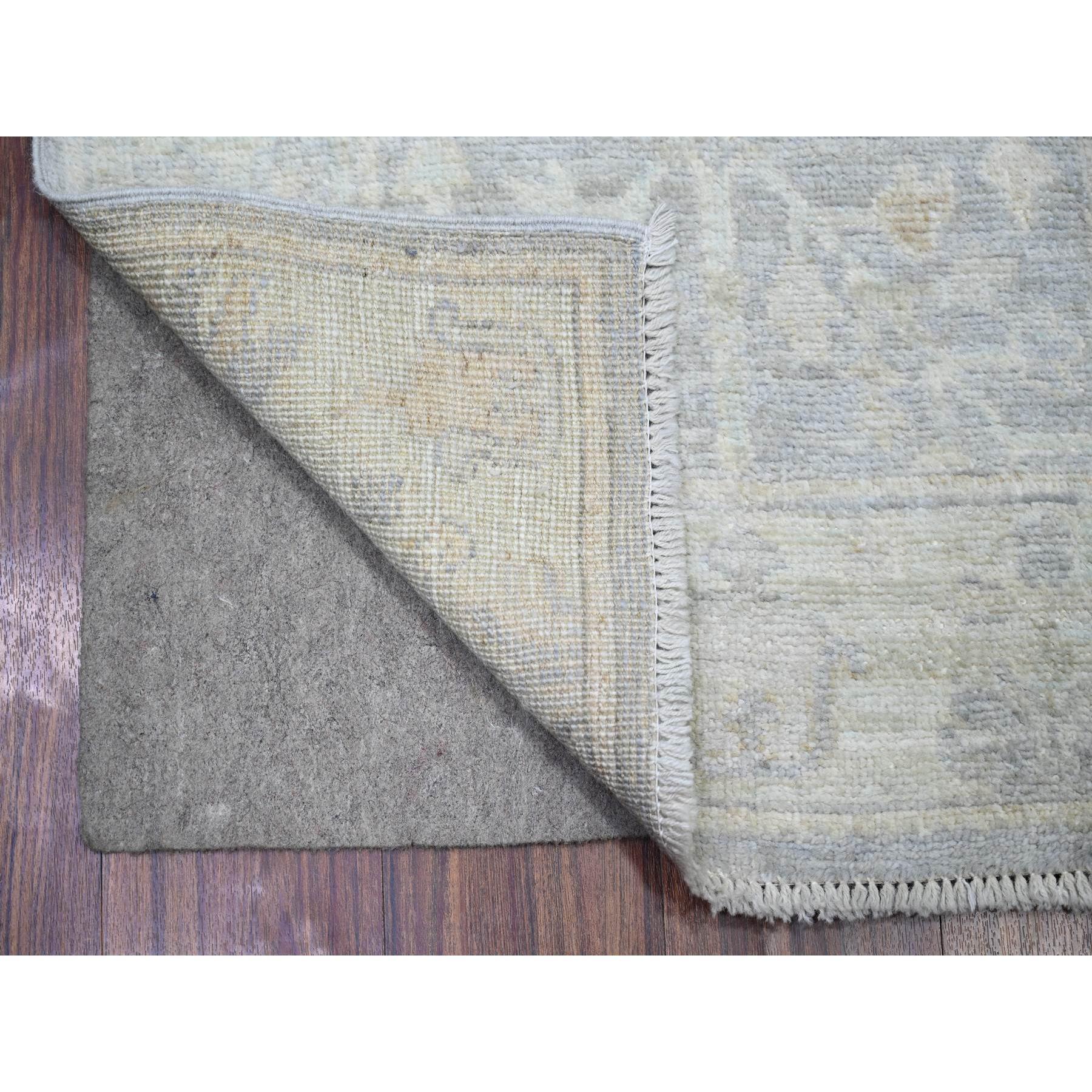 Ash Gray, Natural Dyes, 100% Wool, Hand Knotted, Afghan Angora Oushak with Faded Colors, XL Runner Oriental Rug
Primary materials: Wool
Latex: No Pile 
height: 0.25 Inches
Style: Transitional
Primary color: Grey
Secondary colors: Beige
Pattern: