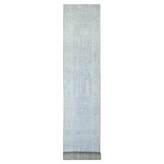 2'8"x19'2" Ash Gray, 100% Wool, Hand Knotted, Afghan Angora Oushak XL Runner Rug