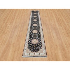2'8"x19'2"  Blue Nain Medallion Design 250 KPSI Hand Knotted Wool XL Runner Rug