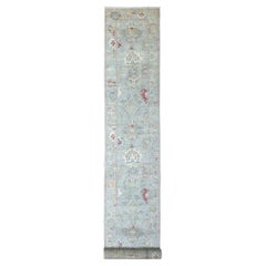 2'8"x19'6" Gray Hand Knotted Afghan Angora Oushak XL Runner Wool Orienal Rug