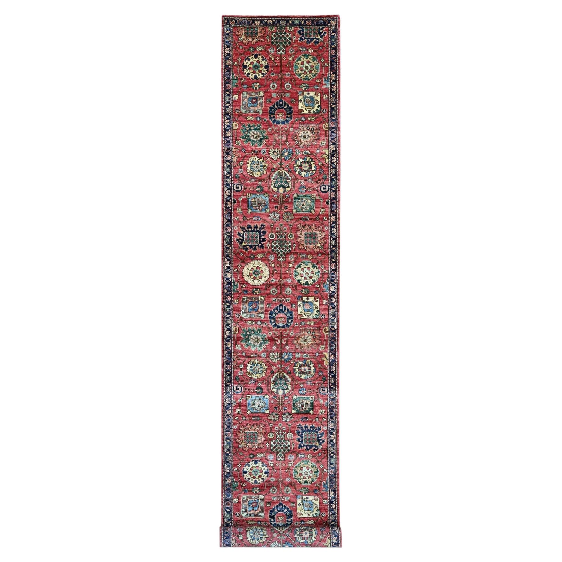 2'8"x19'7" Red Northwest Persian All Over Design Hand Knotted Wool Runner Rug