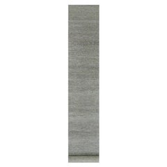 2'8"x20' Owl Gray Hand Knotted Grass Design XL Runner Undyed Wool Rug