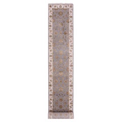 2'8 "x21' Blue Fox Rajasthan Design Annodato a mano in lana e seta XL Runner Rugs