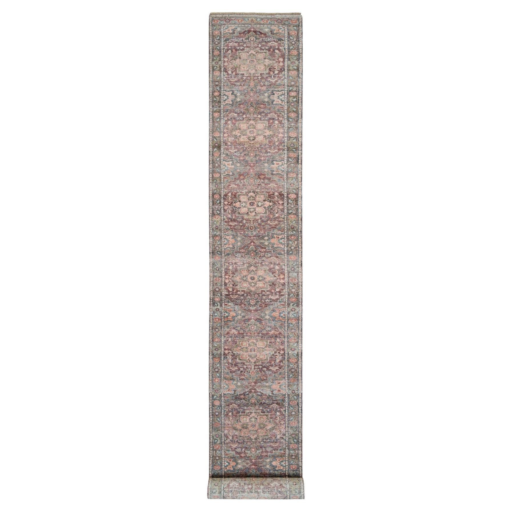 2'8"x21'10" Cordovan Red Soft Wool Pile Hand Knotted XL Runner Oriental Rug For Sale