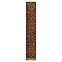 2'8 "x22' Chili Red Antiqued Heriz Re-Creation Soft Wool Runner Hand Knots Rugs