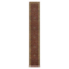 2'8"x22'1" Red Antiqued Fine Heriz Re-Creation Wool Hand Knotted XL Runner Rug