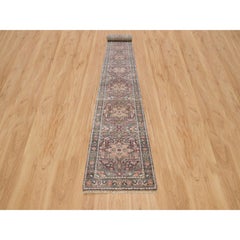 2'8 "X23'10" Sangria Rot Handgeknüpft 100% Wolle Heris Revival Läufer Orientteppich