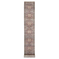 2'8"X23'10" Sangria Red Hand Knotted 100% Wool Heris Revival Runner Oriental Rug