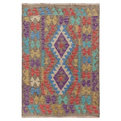 2'8 "x3'10" Colorful Reversible Afghan Kilim Flat weave Pure Wool Hand Woven Rug 2'8 "x3'10" Colorful Reversible Afghan Kilim Flat weave Pure Wool Hand Woven Rug