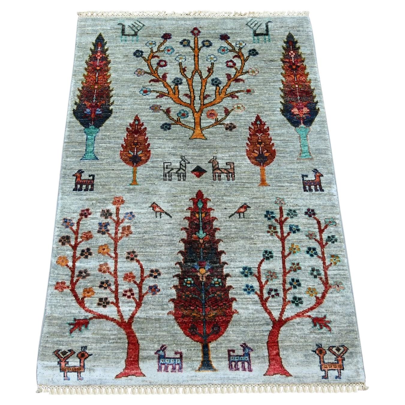 Tappeto in lana annodato a mano, modello "Sultani" con motivo di cipresso, grigio, 86 x 117 cm