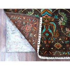 2'8"x3'8" Brown Hand Knotted Wool Afghan Sultani Hand Knotted Sample Mat Rug
