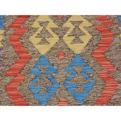 2'8 "x3'8" Colorful Reversible Afghan Kilim Flat weave Pure Wool Hand Woven Rug