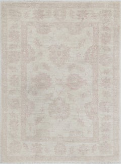 2.8x3.8 ft Handknotted Beige Turkish Wool Accent Rug with All-Over Floral Design