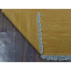 2'8 "x3'8" Gold Shades Reversible Kilim Pure Wool Hand Woven Tapis d'Orient