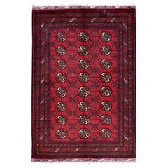 2
8 "x3
9" Red Princess Bokara with Geometric Design Soft Wool Tapis noué à la main