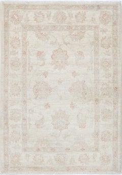 2.8x4 ft Beige Handknotted Turkish Wool Accent Rug with Floral Design. 100% Wool