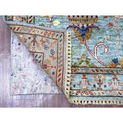 Handgeknüpfter Sultani-Musterteppich aus weicher Wolle, hellblau, 86 cm x 122 cm