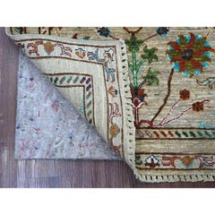 2'8"x4' Parchment White Afghan Sultani Denser Weave Hand Knotted Wool Mat Rug