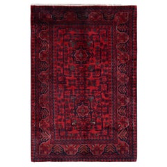 2
8 "x4
 Roter afghanischer Khamyab mit Tribal Design Weiche Wolle Handgeknüpft Matte Teppich