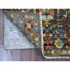 2'8"x4' Stone Gray Afghan Sultani All Over Design Hand Knotted Wool Mat Rug