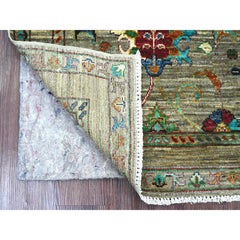 2'8"x4'4" Stone Gray Hand Knotted Natural Dyes Wool Afghan Sultani Mat Rug