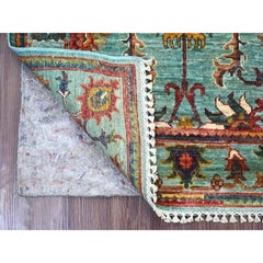 2'8"x4'5" Teal Blue Afghan Sultani Soft Wool Hand Knotted Denser Weave Rug