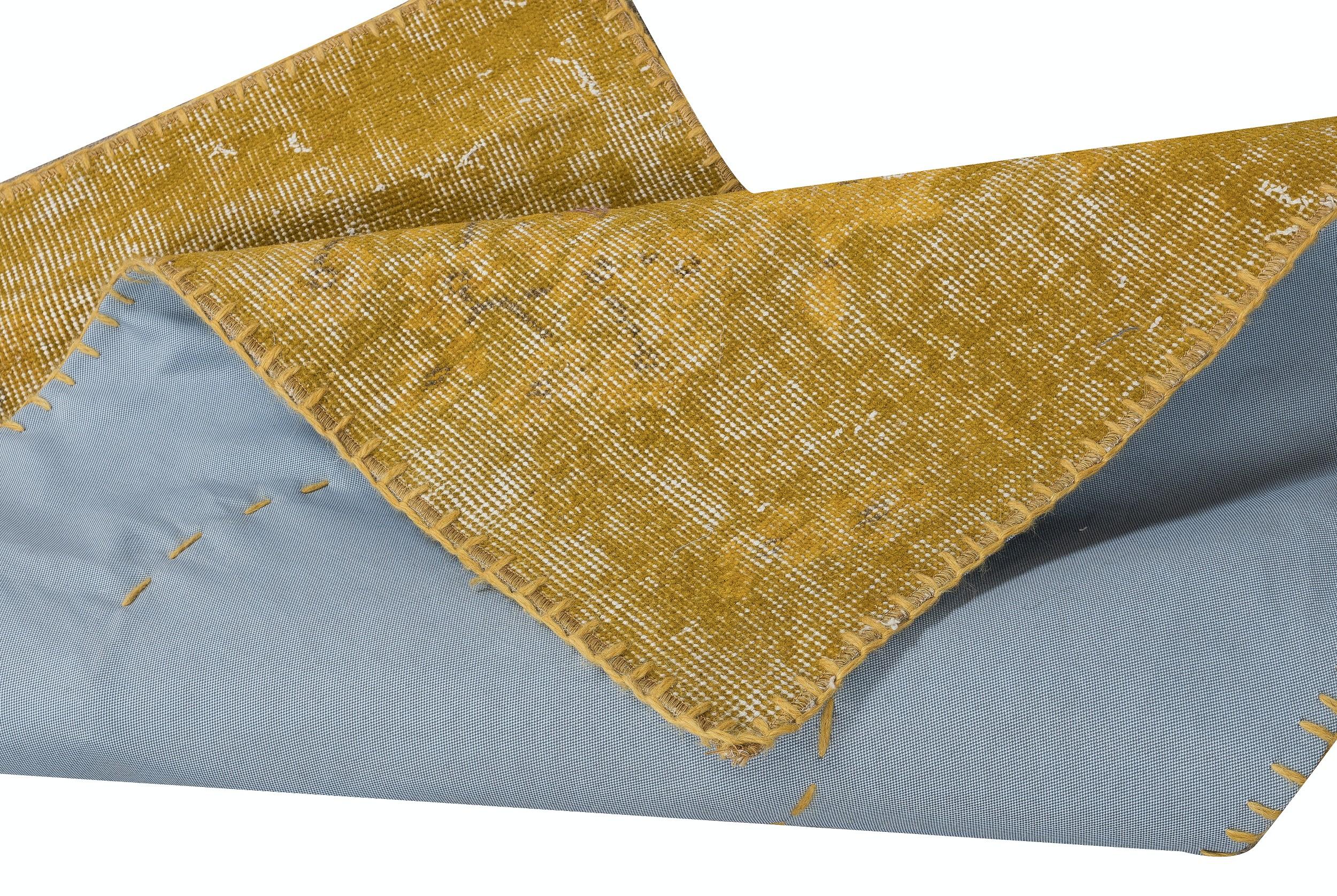 28x49 in gelbem türkischem Patchwork-Teppich. Handgemachte bunte Kreis Türmatte (Moderne) im Angebot