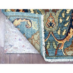 2'8"x5'8" Marlin Blue Bijar Garus Design Hand Knotted Soft Wool Runner Rug