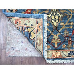 2'8"x5'9" Blue Peshawar with Bijar Garus Design Hand Knotted Wool Runner Rug