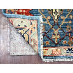 2'8"x6' Blue Peshawar with Bijar Garus Design Hand Knotted Wool Runner Rug