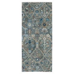 2'8"x6' Green Hand Knotted Trellis Borderless Garden Design Wool Runner Rug