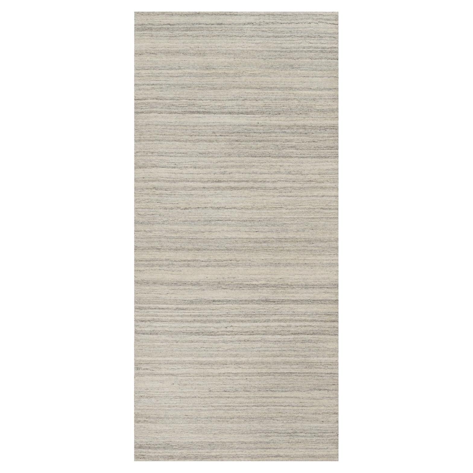 2
8 "x6
 Parchment White Plain Modern Design Hand Loomed Undyed Wool Runner Rug