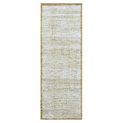 2'8 "x6' Tapis de course en pure laine nouée à la main, blanc et jaune, avec Design/One