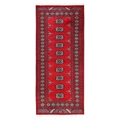2
8"x6
2" Red Princess Bokara Tribal Medallions Hand Knotted All Wool Runner Rug