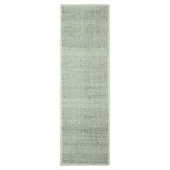 2
8 "x6
3" Graue natürliche Wolle handgeknüpft Distressed Gras Design Läufer Teppich