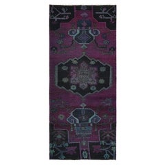 2
8"x6
3" Purple Overdyed Vintage Persian Hamadan Hand Knotted Wool Runner Rug