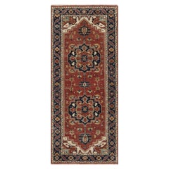 2'8"x6'3" Red Antiqued Fine Heriz Re-Creation Hand Knotted Soft Wool Runner Rug