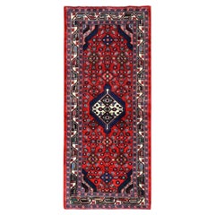 2'8"x6'3" Red Hand Knotted Full Pile & Soft New Persian Hamadan Wool Runner Rug