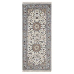 2
8 "x6
5" Nain with Flower Design Hand Knotsted Wool 
Silk Runner Tapis d
Orient