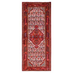 2'8"x6'6" Ivory New Persian Hamadan Hand Knotted Full Pile Soft Wool Runner Rug