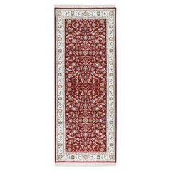 2
8"x6
8" Cherry Red, 250 KPSI Pure Wool, Hand Knotted Nain Design Runner Rug