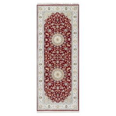 2'8"x6'8" Rosewood Red, Wool and Silk, Nain Design, Hand Knotted 250 KPSI Rug